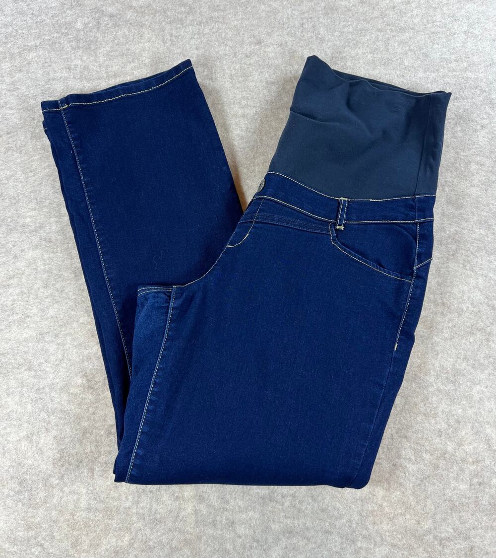 Thyme Maternity Stretch Boot-Cut Jeans with 3 in 1 Panel Large Petite
